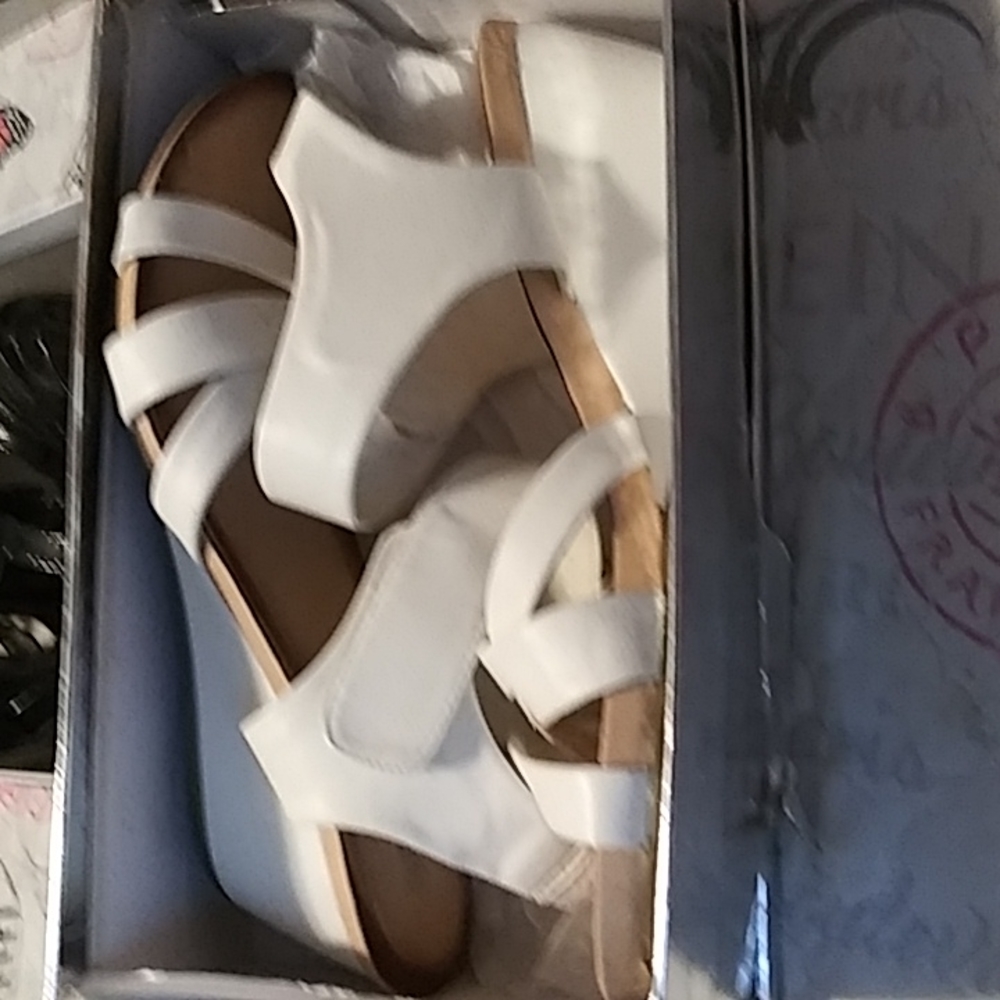 White wedge sandals